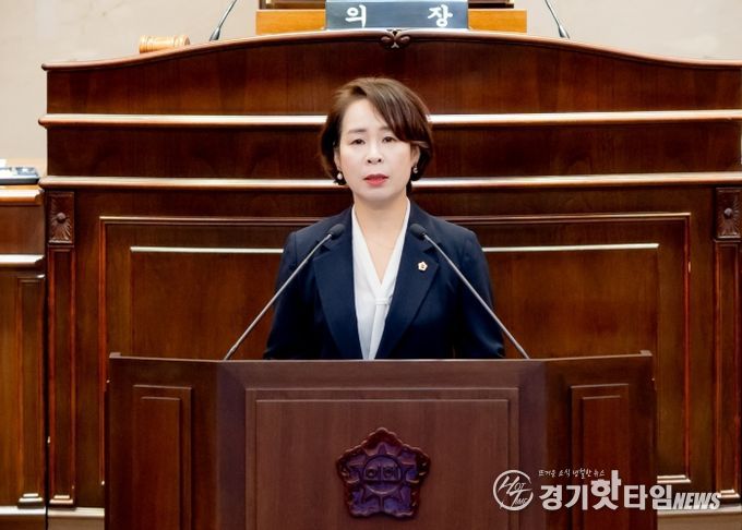 남양주시의회 314회 2차 본회의에서 정현미 의원이 5분발언을 하고 있다.