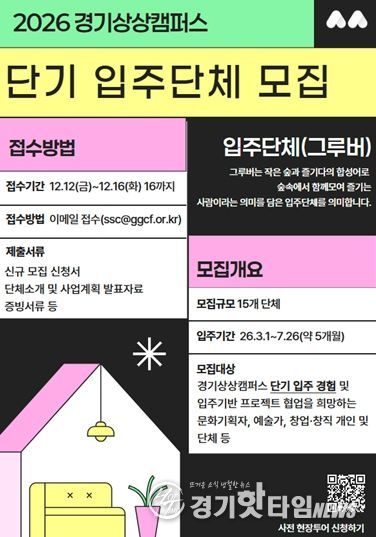 2025년 경기상상캠퍼스 단기입주단체 모집 포스터