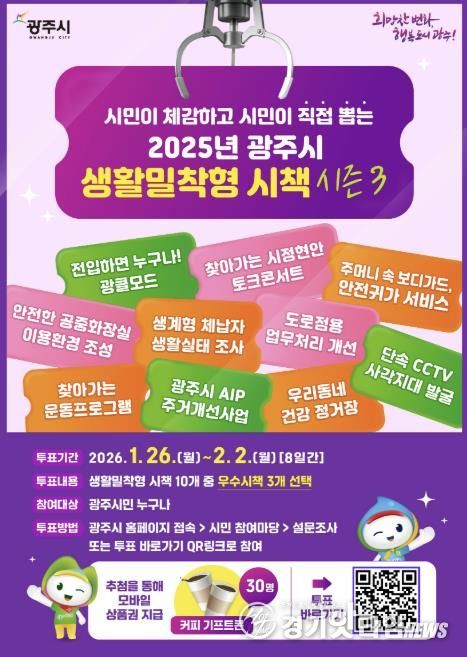 광주시, ‘2025년 생활밀착형 우수 시책’ 시민 온라인 투표 실시