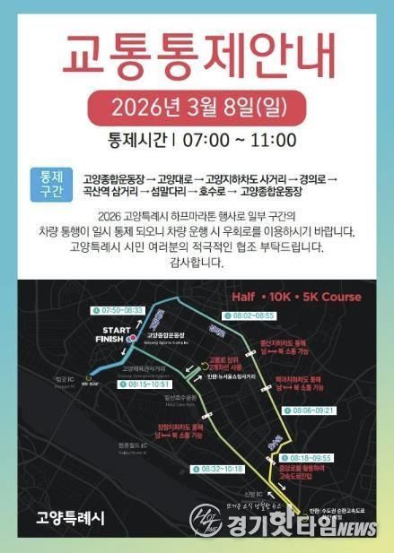 교통통제 안내문