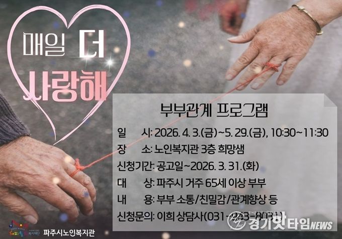 파주시노인복지관 노인상담센터, 노년기 부부관계 증진 프로그램 운영