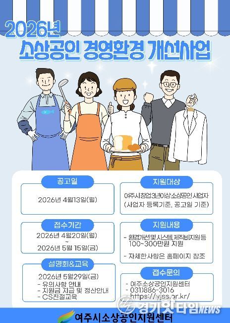 여주시소상공인지원센터, 2026년 소상공인 경영환경 개선사업 본격 추진